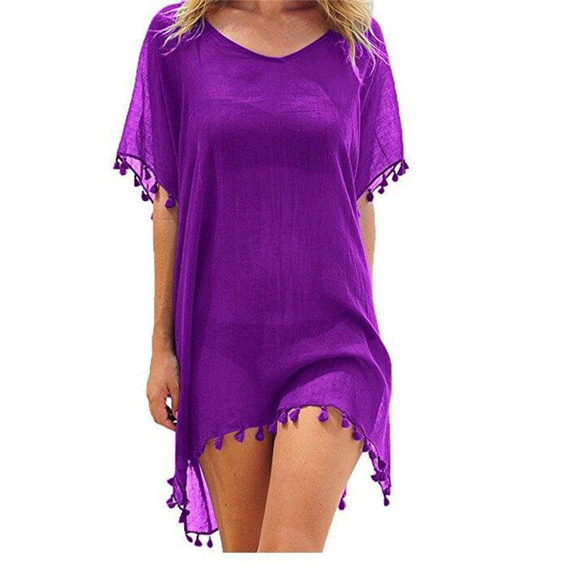 swimwear bathing suits summer mini dress loose solid pareo cover ups