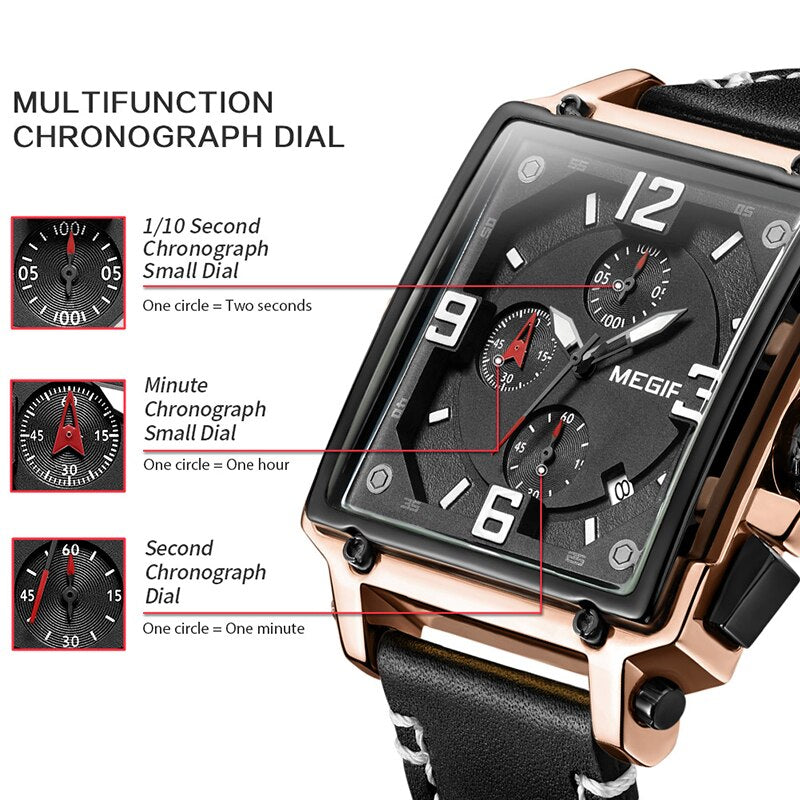 Top brand luxury creative men watch chronograph quartz