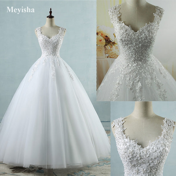 ball gowns spaghetti straps white ivory tulle bridal dress