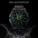 Forsining 2021 Stainless Steel Waterproof Mens Skeleton Watches Top Brand Luxury Transparent Mechanical Sport Male Wrist Watches