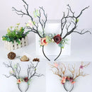 Christmas Party Reindeer Antlers Lovely Headband Cosplay Hairband Women Deer Horn Tree Branch Flower Xmas Hair Hoop Headband New