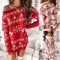 y2k Women Christmas Dress Snowflake Fawn Print Sweater Jacquard Knitted Loose Fit Long Sleeve O-neck Dress Autumn Winter Dresses