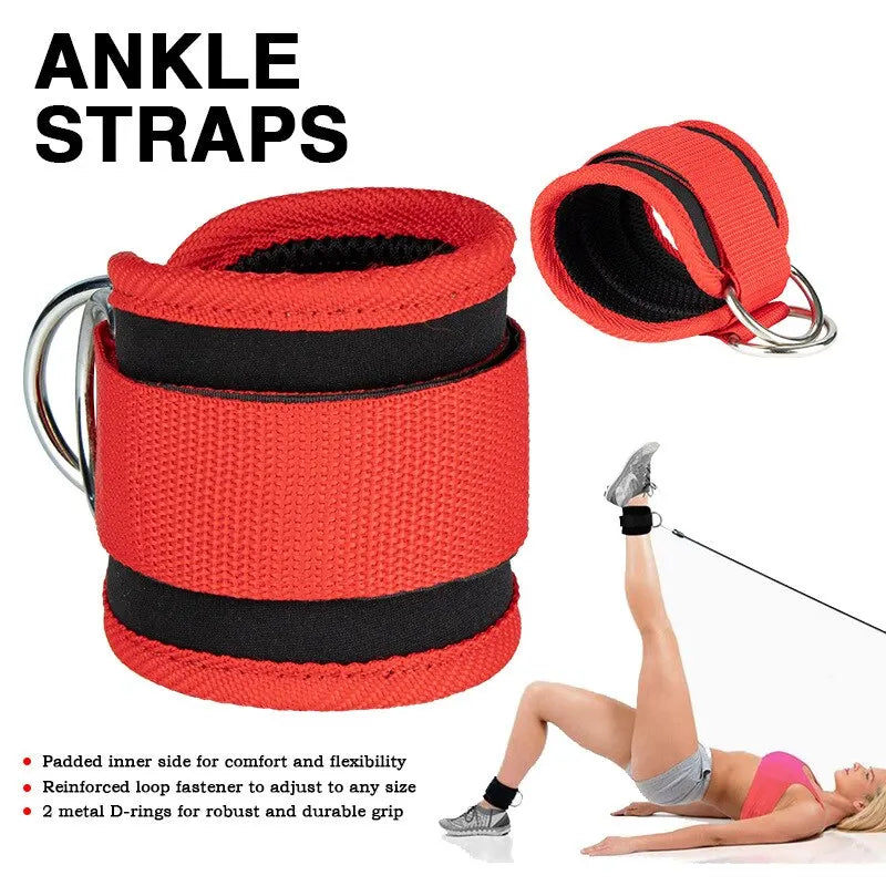 Gym Ankle Straps Double DRing Adjustable Neoprene Padded Cuffs Ankle Weight Leg Training Brace Support Sport Safety