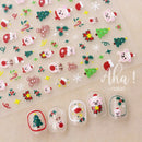 #Aha 3D Christmas Nail Art Stickers Cute Bear Santa Claus Elk Snowflake Nail Decals For Festival Nails Diy Kawaii Xmas Sliders