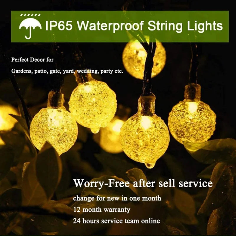 LED String Light Solar Fairy Lights 5m 20LED Warm Light Waterproof Outdoor Garden Wedding Decoration Christmas Lamp