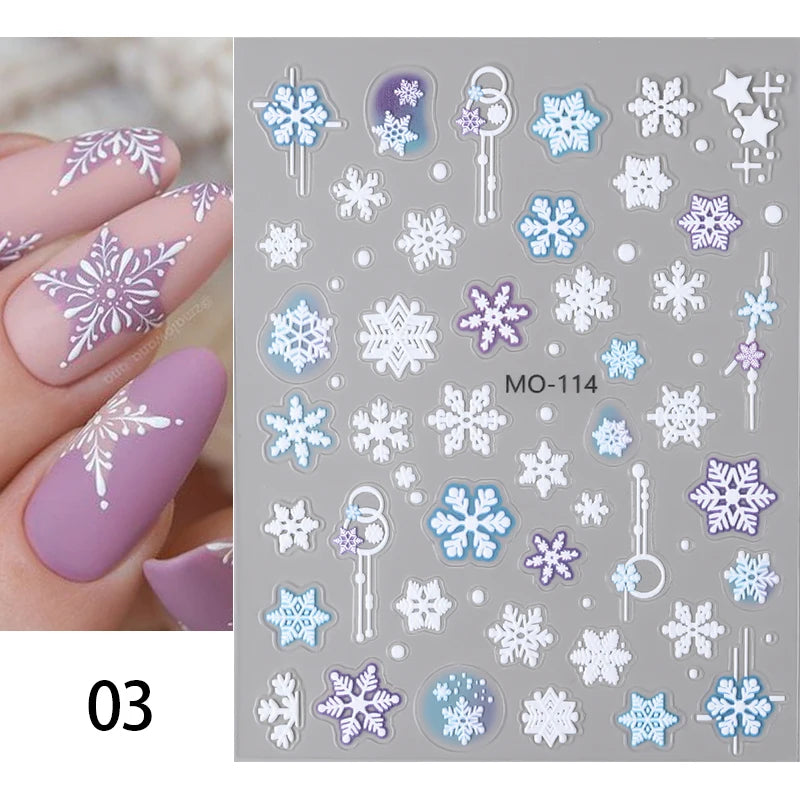 3D Festival Nail Sticker Halloween Nail Art Stickers Christmas Nail Art Supplies 3D Embossed Flower Wave Line Nail Art Decals