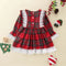 2023 Christmas Toddler Kids Baby Girl Princess Dress Red Plaid Ruffles Lace Tutu Dress Children Girl Puff Sleeve Xmas Dress 1-6Y