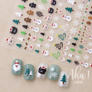 #Aha 3D Christmas Nail Art Stickers Cute Bear Santa Claus Elk Snowflake Nail Decals For Festival Nails Diy Kawaii Xmas Sliders