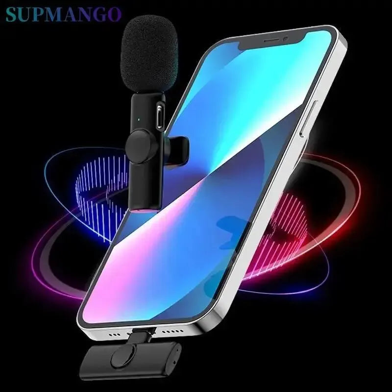 K11 Professional Wireless Lavalier Microphone for iPhone iPad Laptop Android Live Gaming Video Recording Interview Business Mic