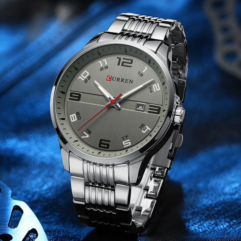 CURREN Business Men Luxury Watches Stainless Steel Quartz Wrsitwatches Male Auto Date Clock with Luminous Hands