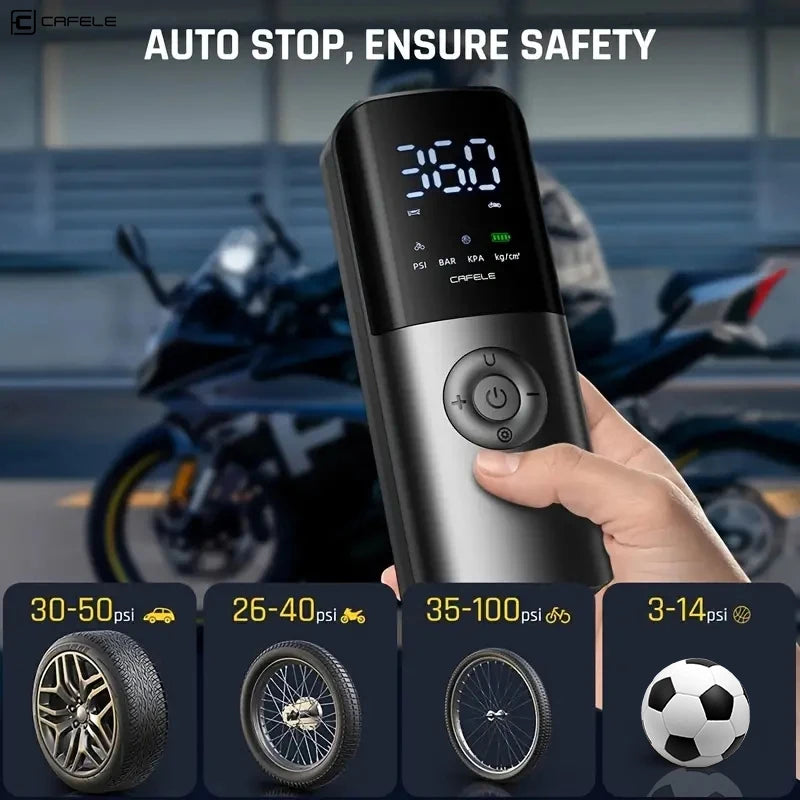 Car Wireless Air Pump Portable Car Tire Automatic High Pressure Electronic Inflator With Flashlight 4000mAh 150PSI Air Compresso