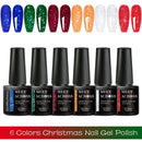 MEET ACROSS 6pcs Christmas Gel Nail Polish Kit Glitter Gold Silver Soak Off UV LED Gel Polish Set for Manicure DIY Nail Art