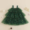 2024-08-06 Lioraitiin Kid Baby Girls Christmas Dress Strap Sleeveless Star Print Lace Layered Tulle Sundress with Plush Ball Hat