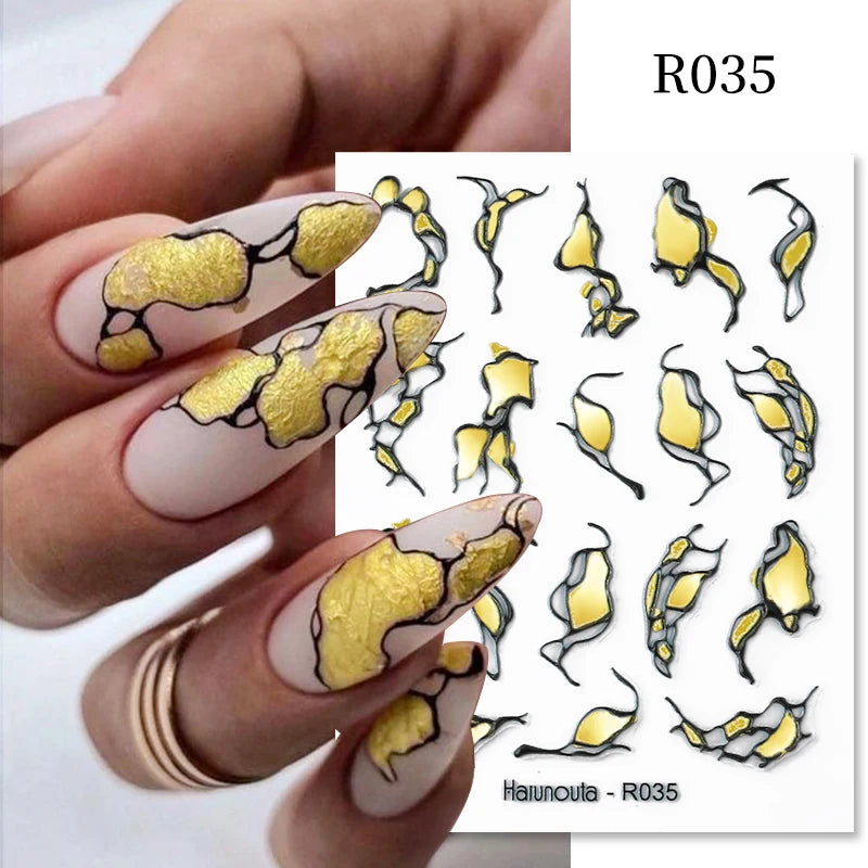 3D Festival Nail Sticker Halloween Nail Art Stickers Christmas Nail Art Supplies 3D Embossed Flower Wave Line Nail Art Decals