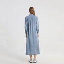 AP 2024 Spring and Summer Denim Shirt Dress Lady Casual Clothing Side Slits Sleeve Length Can Be Adjusted