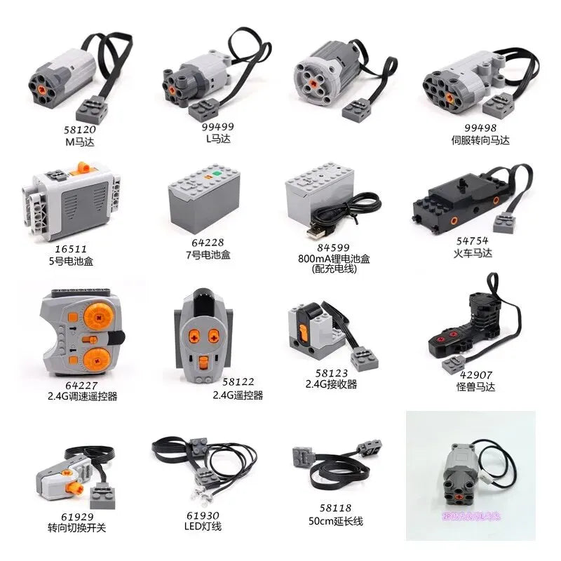 Technical Electronic Building Block MOC Refit Accessories Micro-motor RC Power Functions Parts Creative DIY Car Bricks Kids Toys