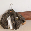 AYNIGIELL Spring Autumn Children's Casual Long-sleeved Jacket Boys Korean Leopard Print Jacket Girls Short Denim Coat