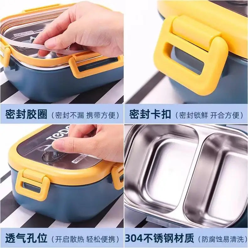 Pokemon Pikachu Lunch Box Cartoon 304 Stainless Steel Divided Lunch Box Student Portable Lunch Box Divided Box Christmas Gift