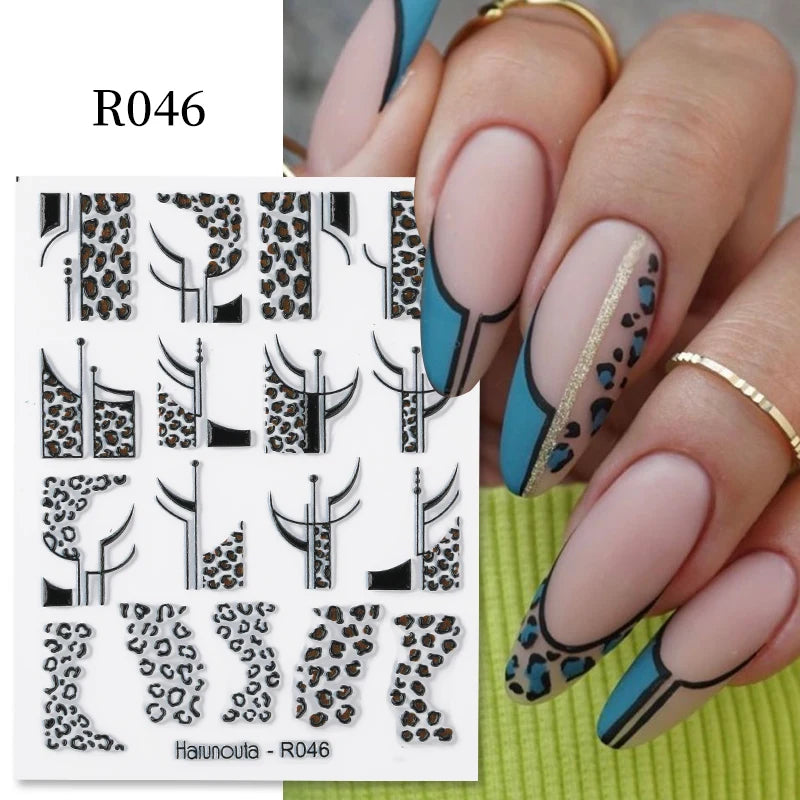 3D Festival Nail Sticker Halloween Nail Art Stickers Christmas Nail Art Supplies 3D Embossed Flower Wave Line Nail Art Decals