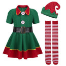 Christmas Kids Clothes Baby Cosplay Green Elf Santa Costume Toddler Xmas Suit Jumpsuit Outfit For Boys Girls Carnival Party