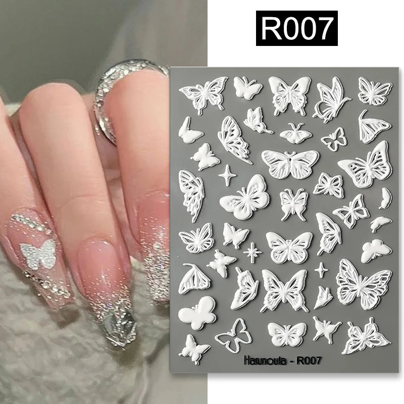 3D Festival Nail Sticker Halloween Nail Art Stickers Christmas Nail Art Supplies 3D Embossed Flower Wave Line Nail Art Decals