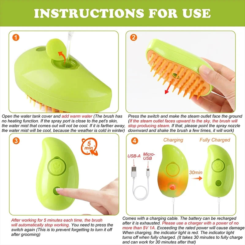 Pet Grooming Brush Electric Spray Water Spray Kitten Pet Comb Soft Silicone Depilation Cats Bath Hair Brush Grooming Supplies