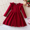 Kids Girls Christmas Dress Ruffled Long Sleeve Solid Color Knitted Sweater Dress Birthday Clothes Winter Kids Causal Wear 3-8Yrs