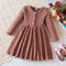 Kids Girls Christmas Dress Ruffled Long Sleeve Solid Color Knitted Sweater Dress Birthday Clothes Winter Kids Causal Wear 3-8Yrs