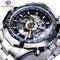 Forsining 2021 Stainless Steel Waterproof Mens Skeleton Watches Top Brand Luxury Transparent Mechanical Sport Male Wrist Watches