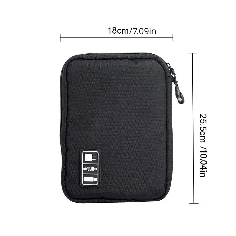 1pc Black Green Storage Bag Electronic Accessory Organizer Portable Usb Data Cable Charger Plug Travel Waterproof Organizer