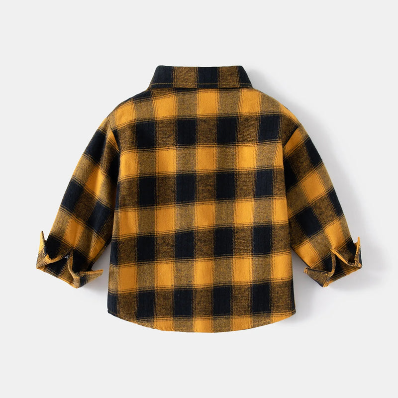 New Children's Clothes 2024 Kids Shirts With Collar Boys' Cotton Long Sleeved Baby Clothing Casual Top Plaid Blouse for Boy 2-7Y