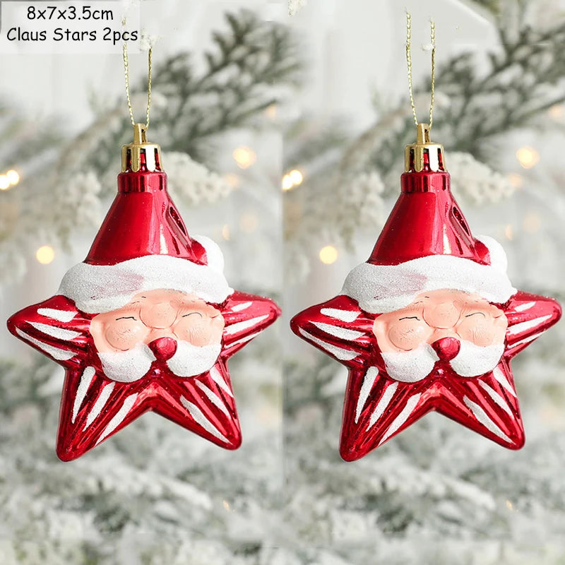 2pcs Christmas Decorations Santa Claus Snowman Ice Cream Christmas Tree Hanging Pendant Noel Natale Xmas Gift New Year Ornaments